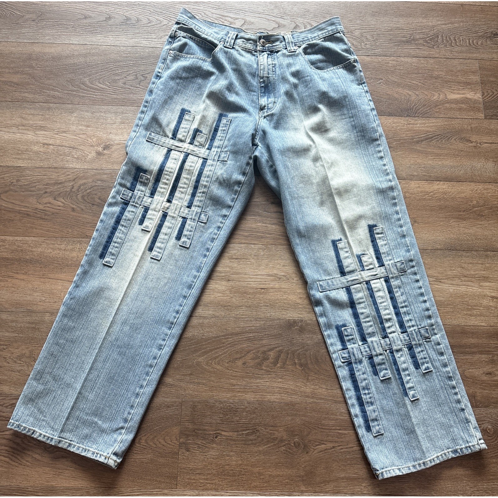 Muka Wear Jeans Men's Size 36x32 Textured Baggy Hip Hop Denim Streetwear Y2k